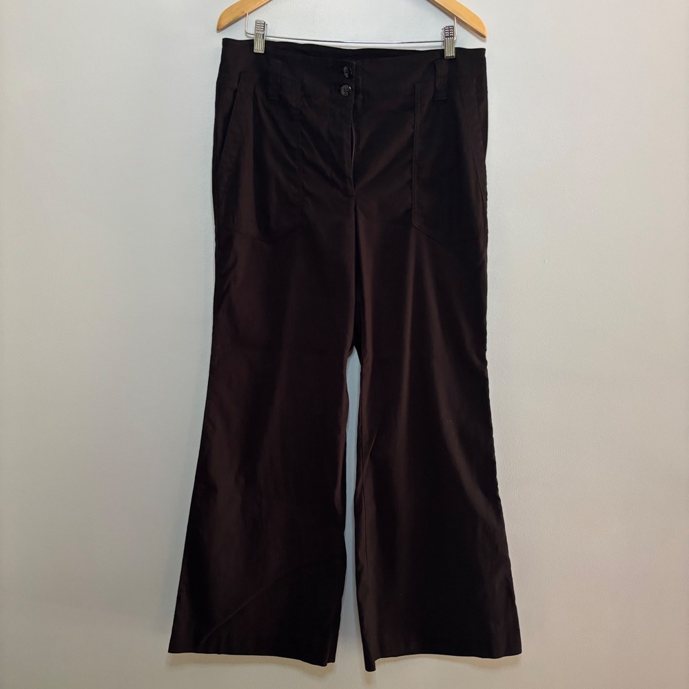 Anthropologie Maeve The Colette Wide Leg Crop Pant Women 14 Black Office Minimal